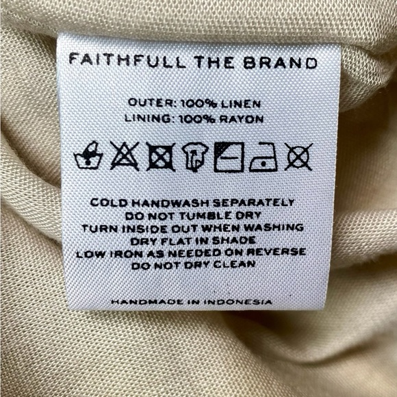 Faithfull The Brand Romina Linen Floral Puff Square Neck Mini Dress, Size 6 - Picture 10 of 10